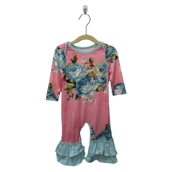 LS Romper - Floral, Ruffle Legs