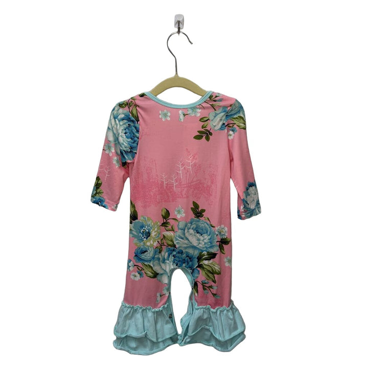LS Romper - Floral, Ruffle Legs