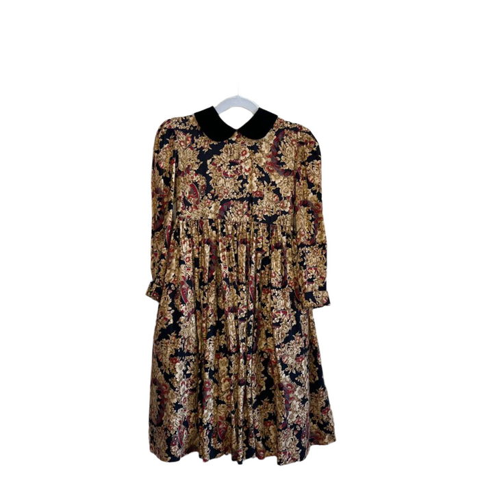 Vintage Print Velvet Collar