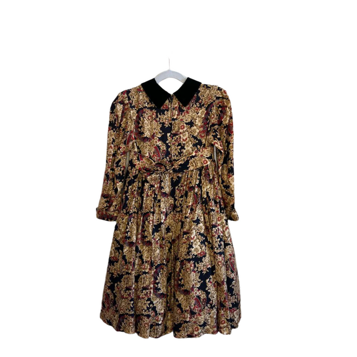 Vintage Print Velvet Collar