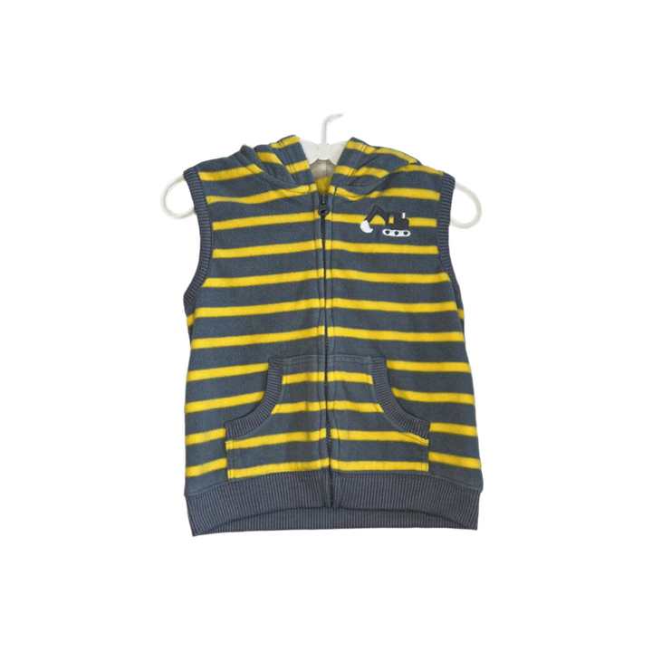 Fleece Zip Front Vest w/Hood - Stripes