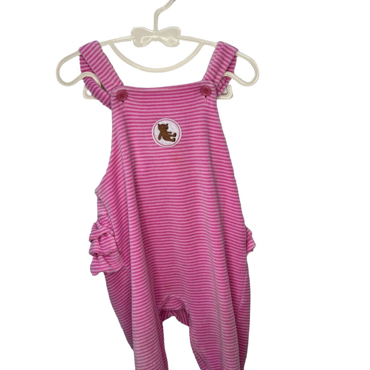 Cotton Ruffle Bottom Overalls / Striped