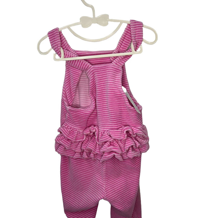 Cotton Ruffle Bottom Overalls / Striped