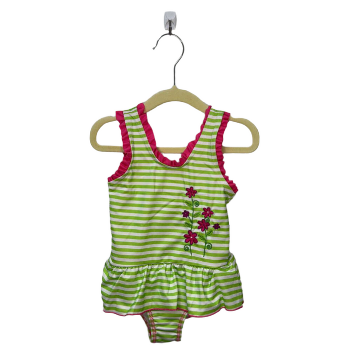 One Pc Bathing Suit / Flowers & Stripes