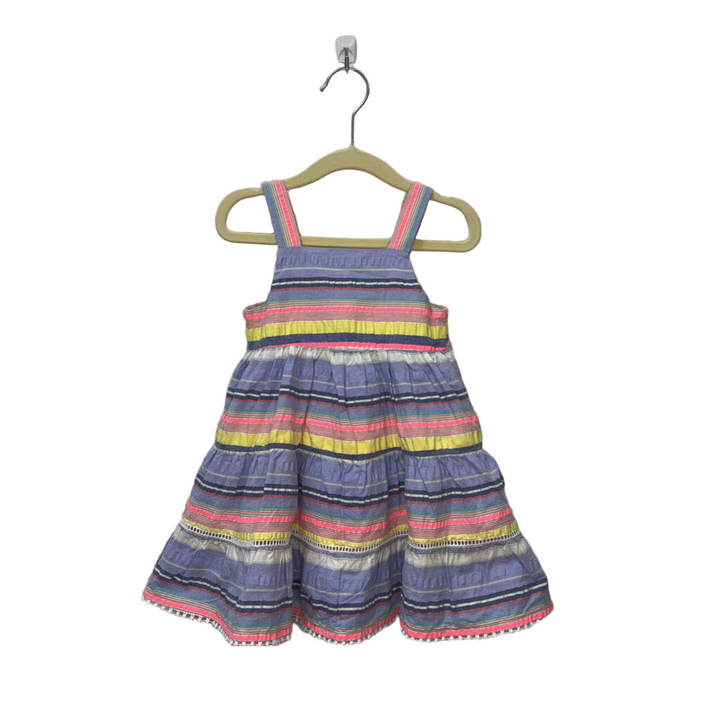 Sleeveless Striped Dress / Pom Fringe