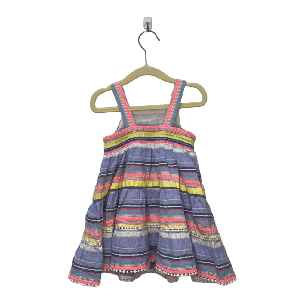 Sleeveless Striped Dress / Pom Fringe