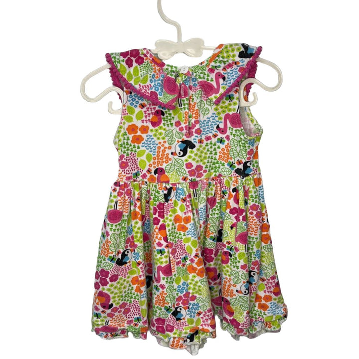Sleeveless Dress w Pom Fringe / Birds