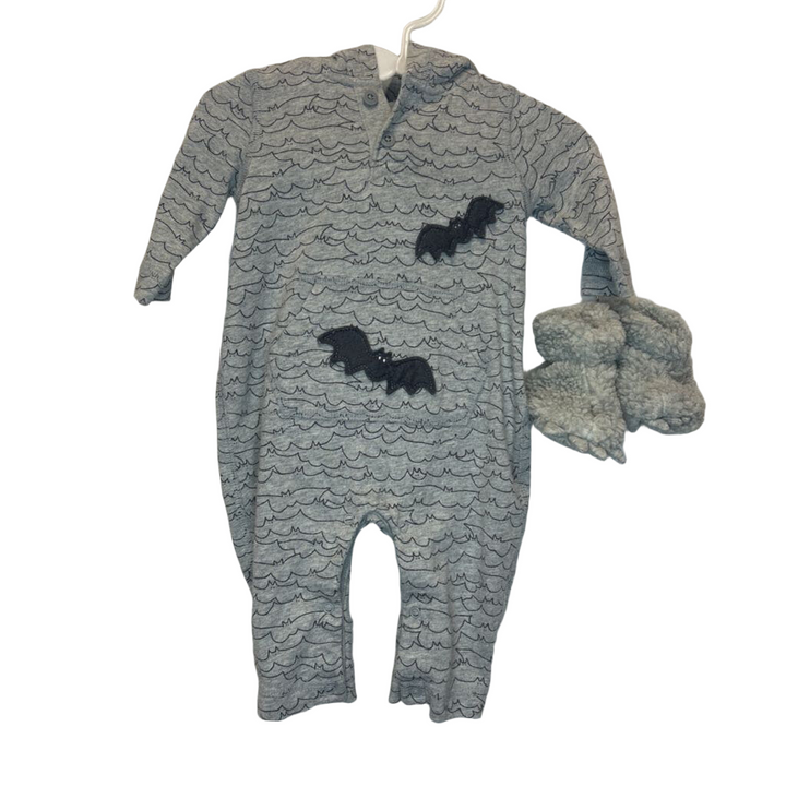 Halloween Bats Romper w/Booties