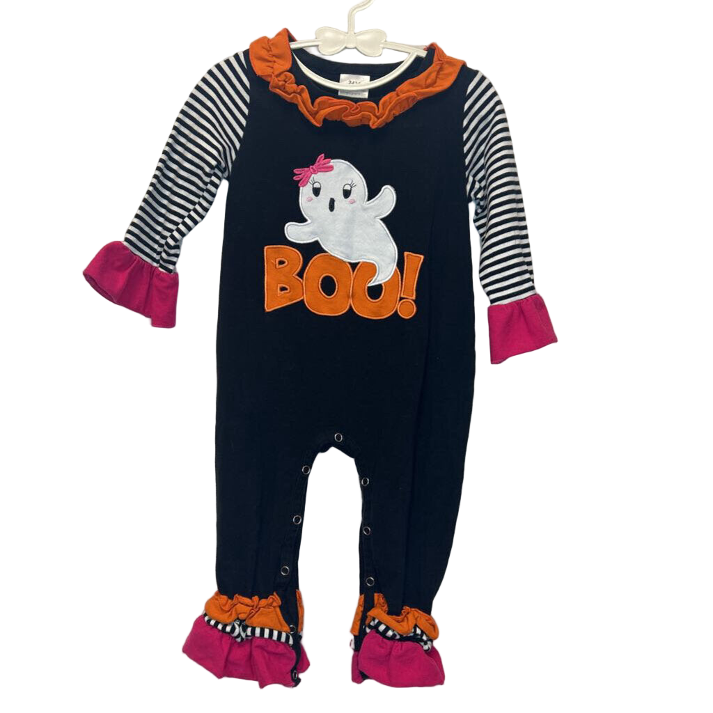 LS Romper w Ruffles / Ghost