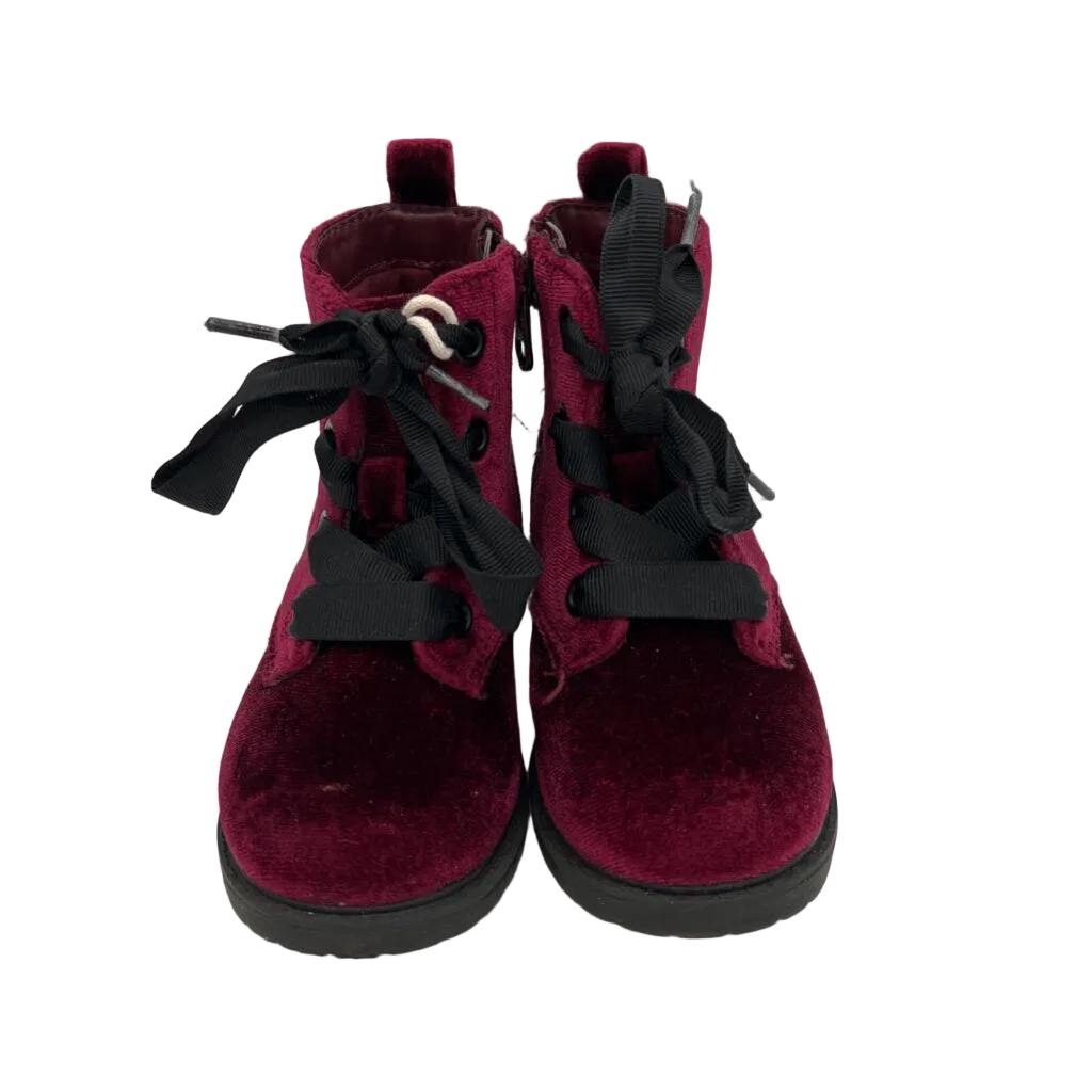Lace Up & Zip Up Velvet Boots