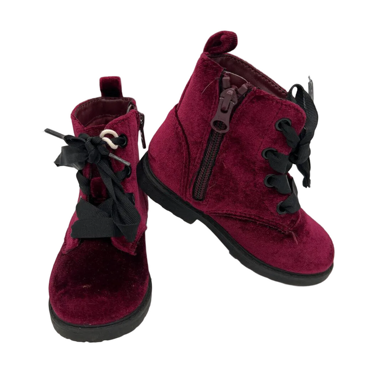 Lace Up & Zip Up Velvet Boots