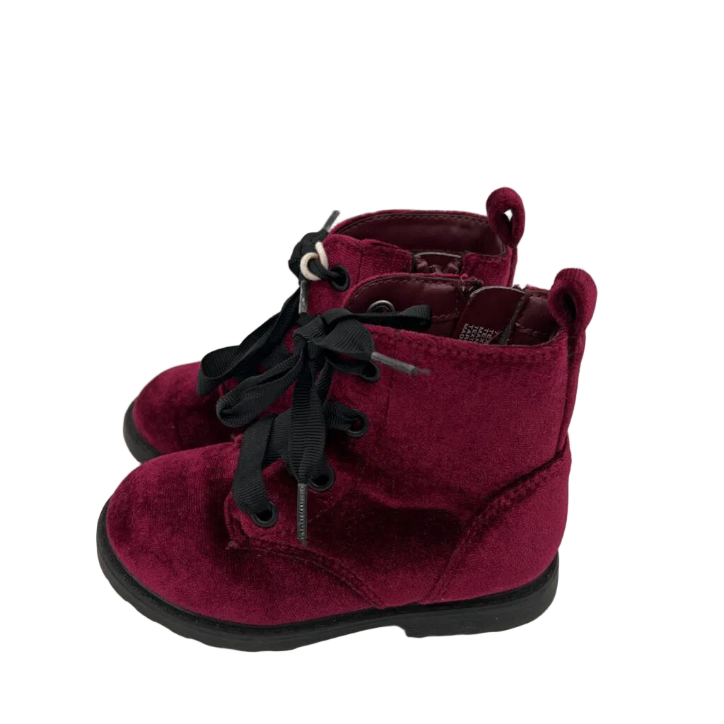 Lace Up & Zip Up Velvet Boots