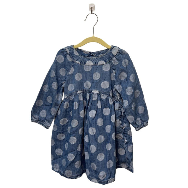 LS Polka Dot Denim Dress