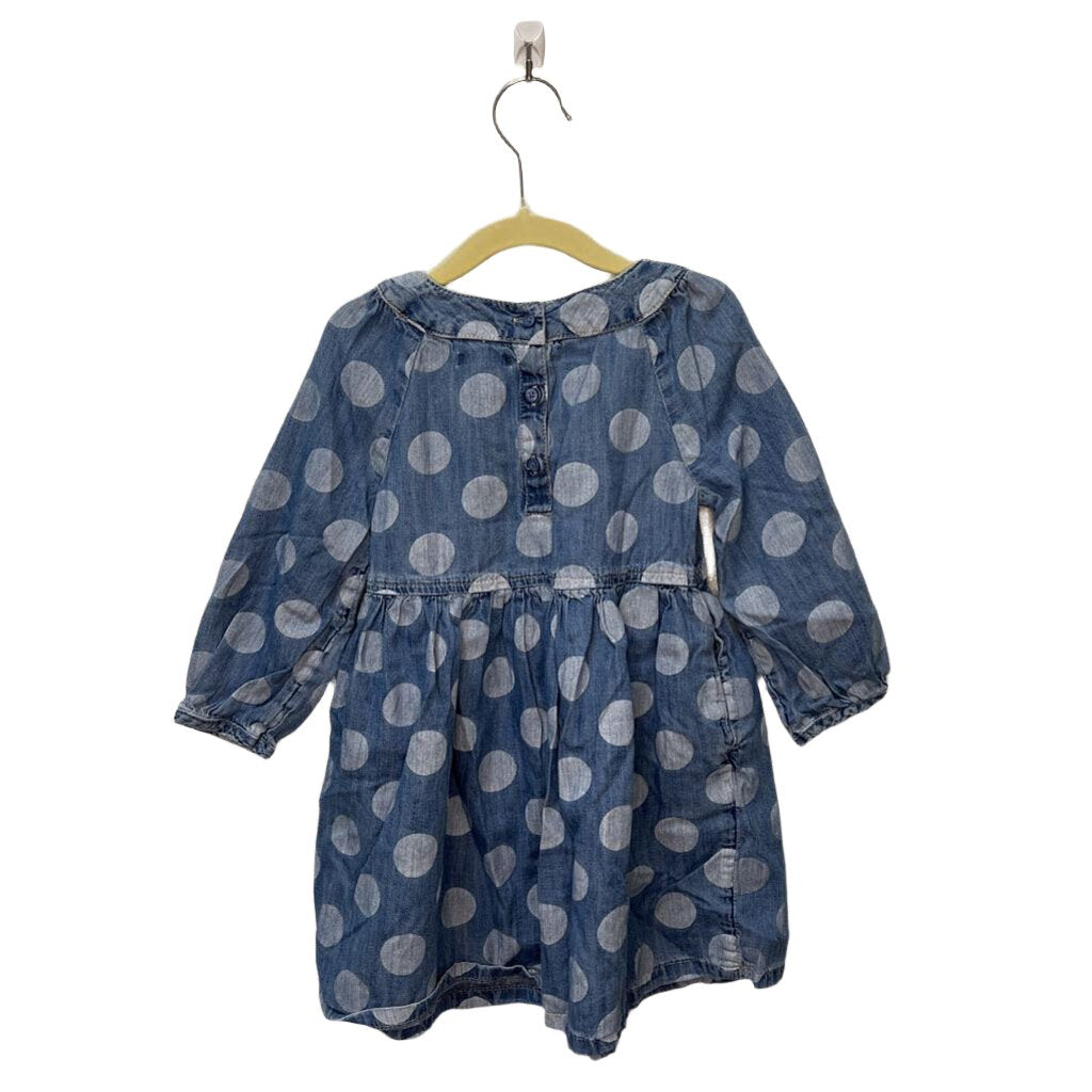 LS Polka Dot Denim Dress
