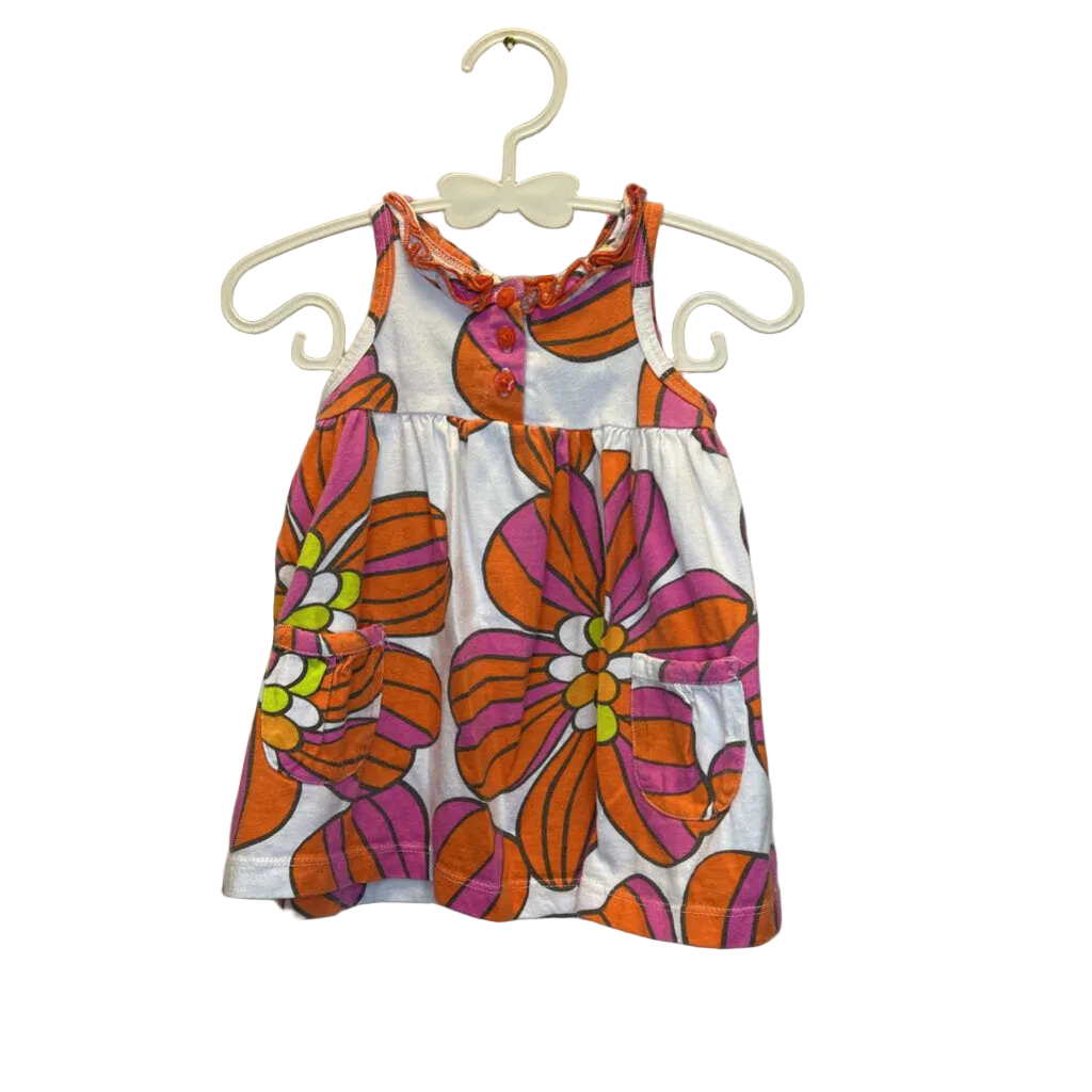 Sleeveless Empire Waist Dress / Flowers