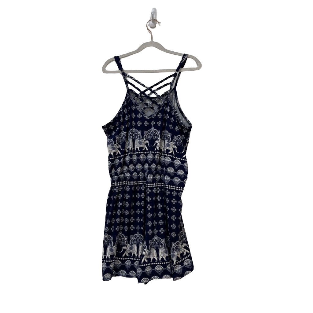 Spaghetti Strap Romper / Elephants