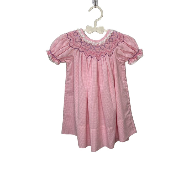 Capped Sleeves Checkered Smock Dress
