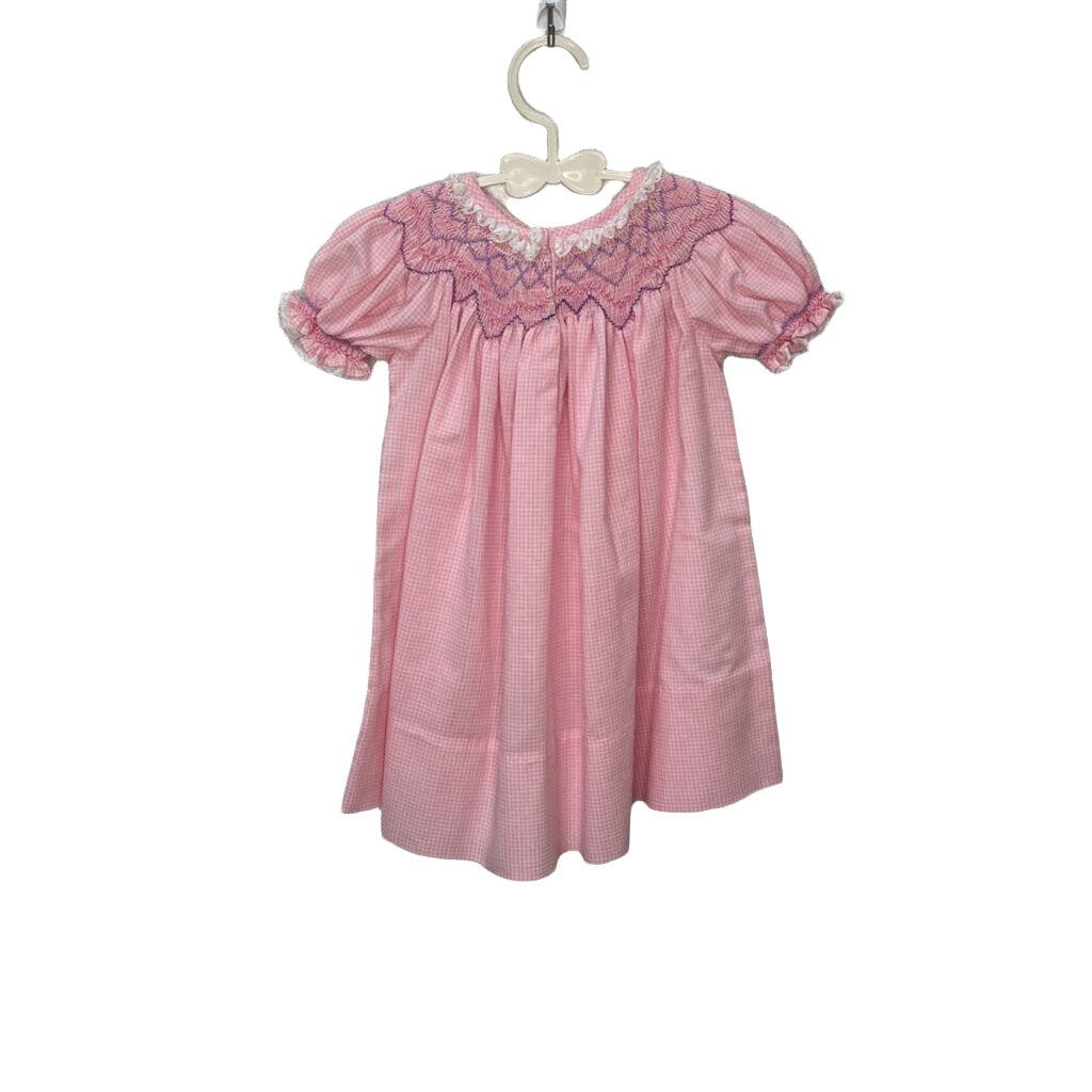 Capped Sleeves Checkered Smock Dress
