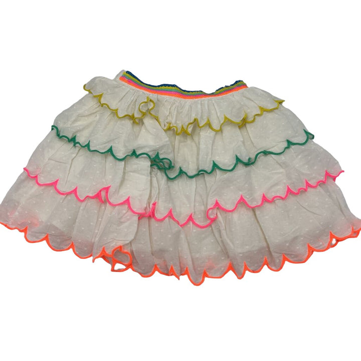 Elastic Waist Ruffle Skirt / Multi Color Stitch