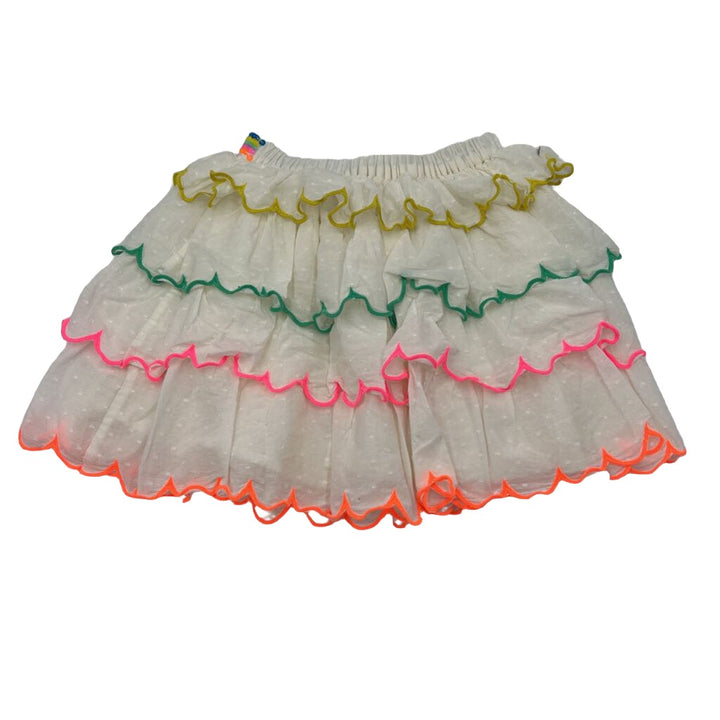 Elastic Waist Ruffle Skirt / Multi Color Stitch