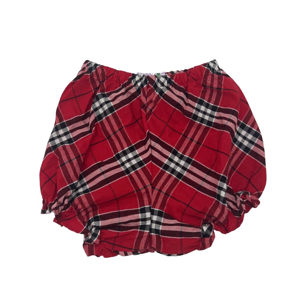 Ruffle Sleeves Dress + Diaper Cover / Plaid