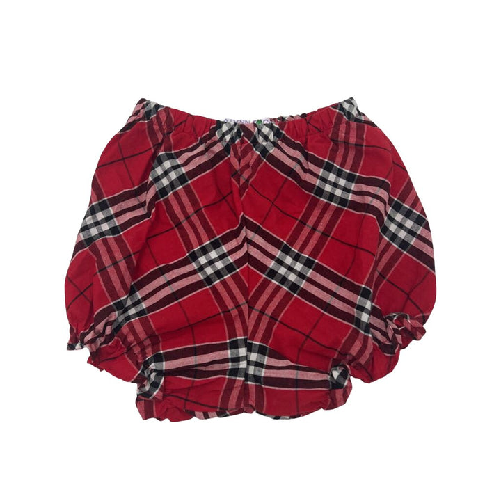 Ruffle Sleeves Dress + Diaper Cover / Plaid