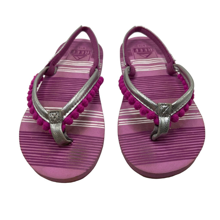 Flip Flops + Elastic Back / Striped Pom Fringe