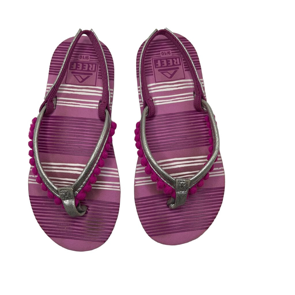 Flip Flops + Elastic Back / Striped Pom Fringe