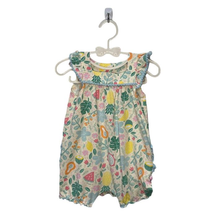 Pom Fringe Romper / Fruits + Flowers