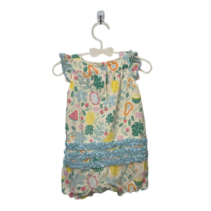 Pom Fringe Romper / Fruits + Flowers