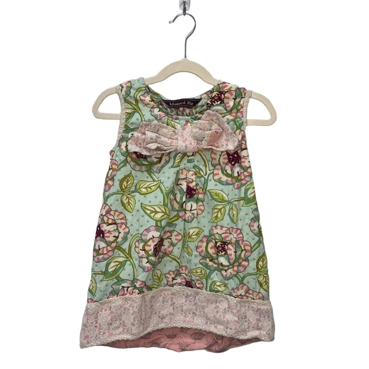 Sleeveless Cotton Dress / Lace Bow