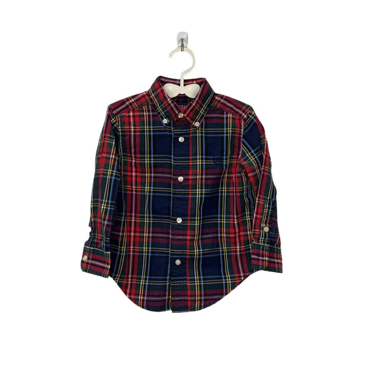 LS Collared Button-Down Plaid Shirt