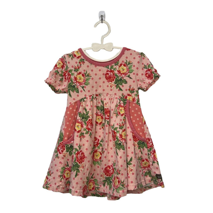 Ruffle Capped Sleeve Dress / Flowers