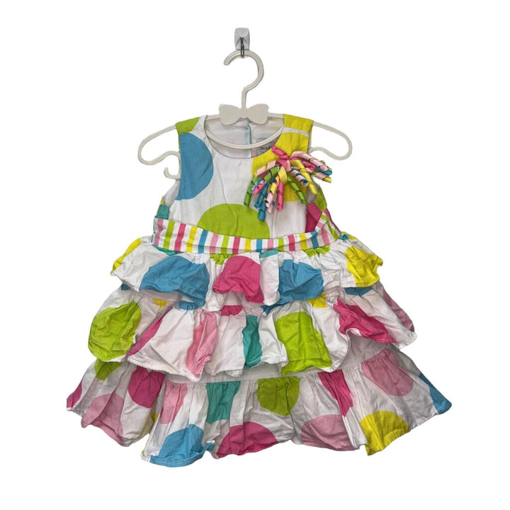 Sleeveless Cotton Ruffle Dress / Dots