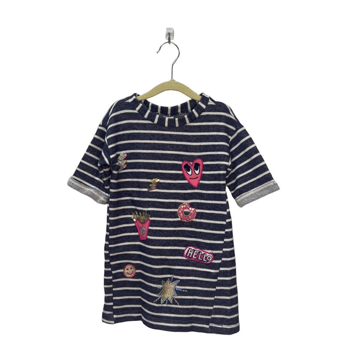 Mid-Sleeve Striped Dress