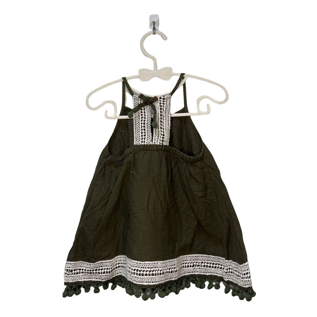Spaghetti Strap Dress / Pom Fringe