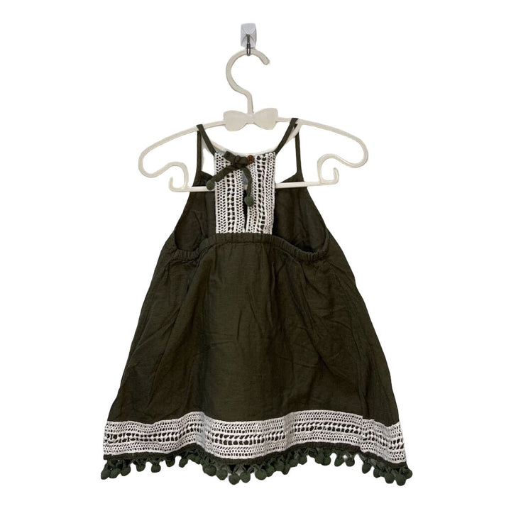 Spaghetti Strap Dress / Pom Fringe