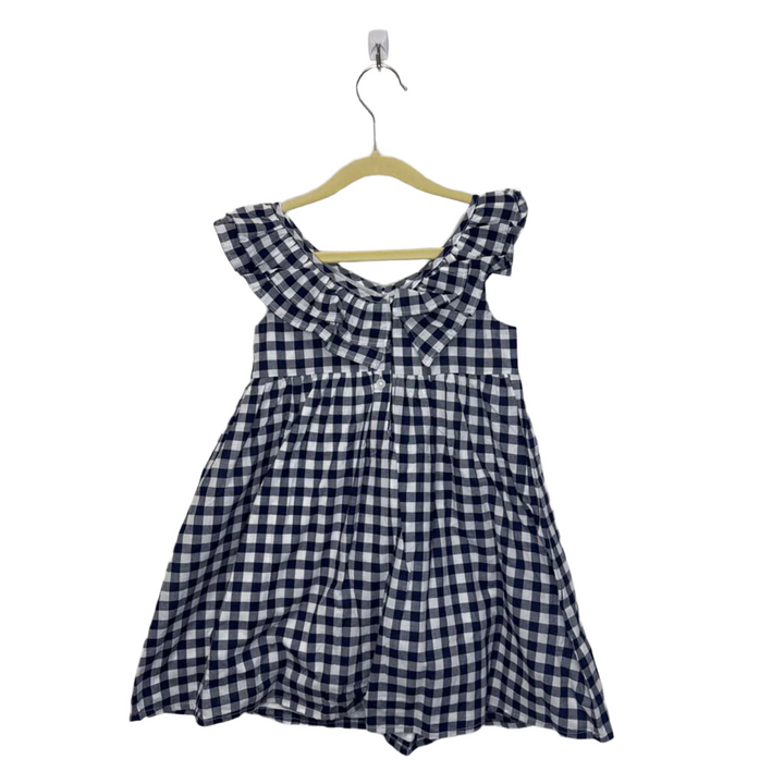Checkered Ruffle Collar Dress