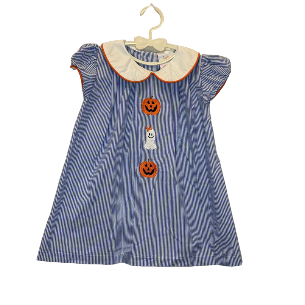SS Peter Pan Pin Stripe Dress / Pumpkins