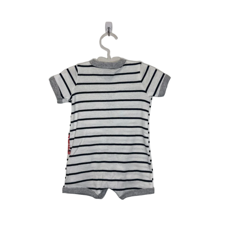 SS Striped Romper / Striped + Beep Beep!