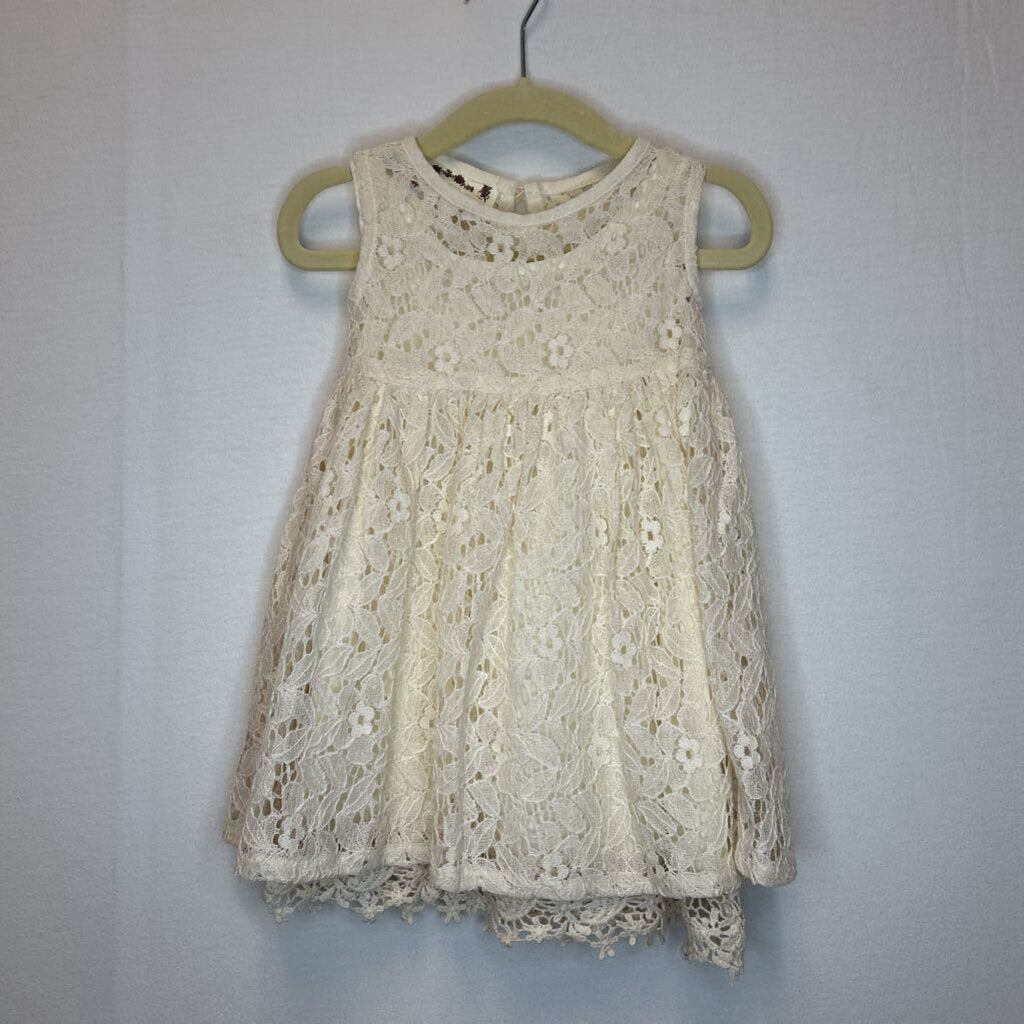 Sleeveless Lace Overlay Dress