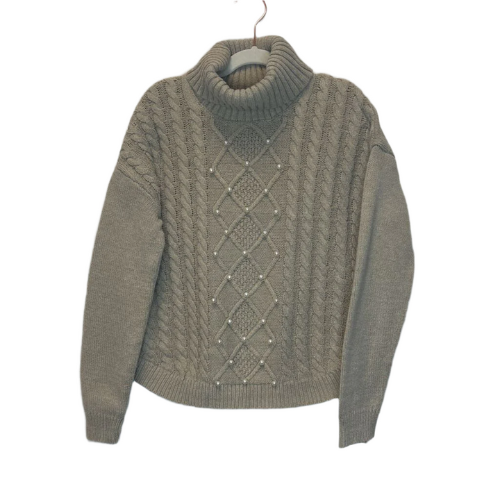 Large Collar Cardigan Sweater / Pearls