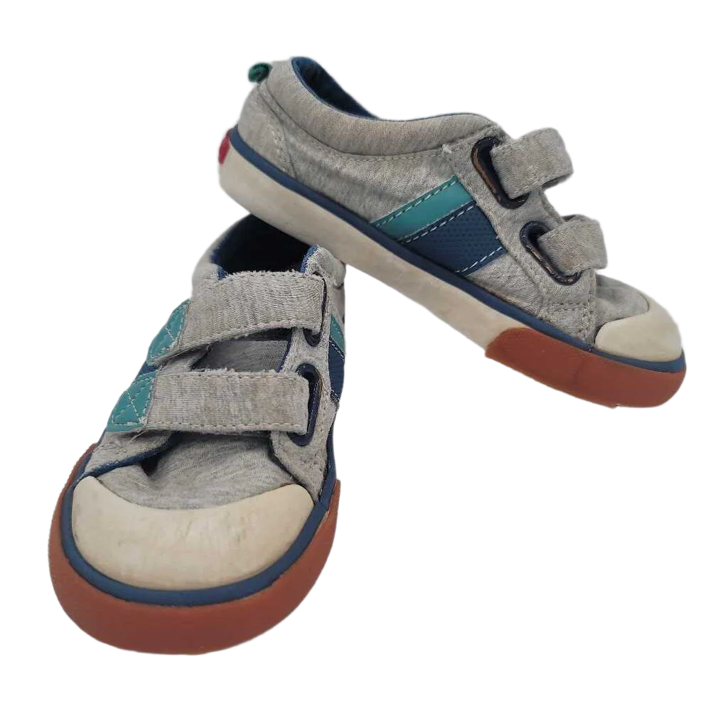 Velcro Tennis Shoes / Blue Stripes