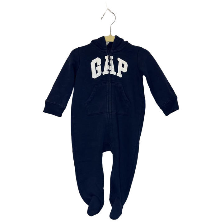 LS Hooded Romper / Gap Logo