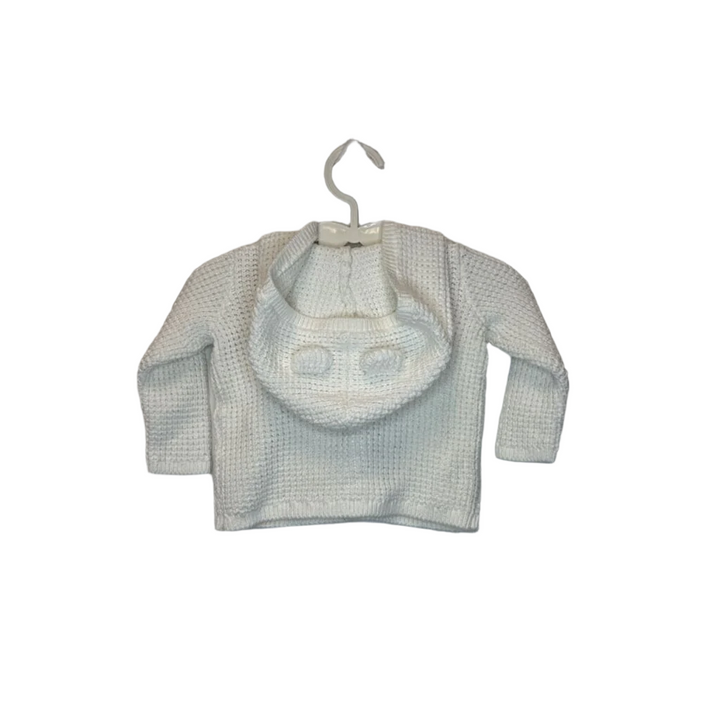 Hooded Cable Knit Button Up Sweater