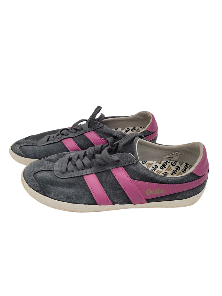 Lace Up Sneakers/Purple Stripes