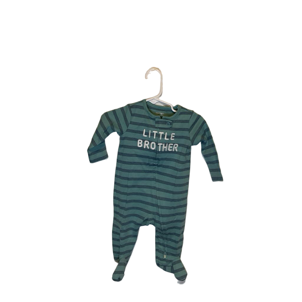 LS Striped Footed Onesie / Little Brother