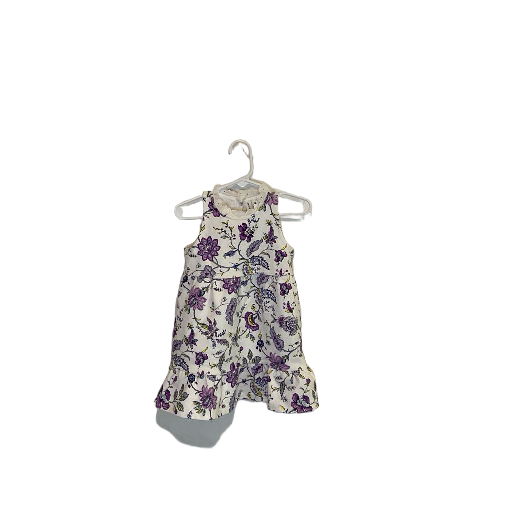 Sleeveless Lace Collar Dress / Flowers