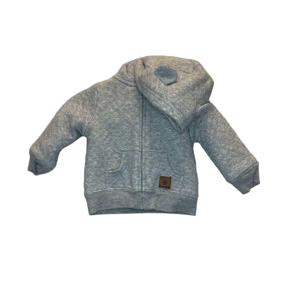 LS Hooded Zip Up Quilted Sweater/Faux Sherpa Lined