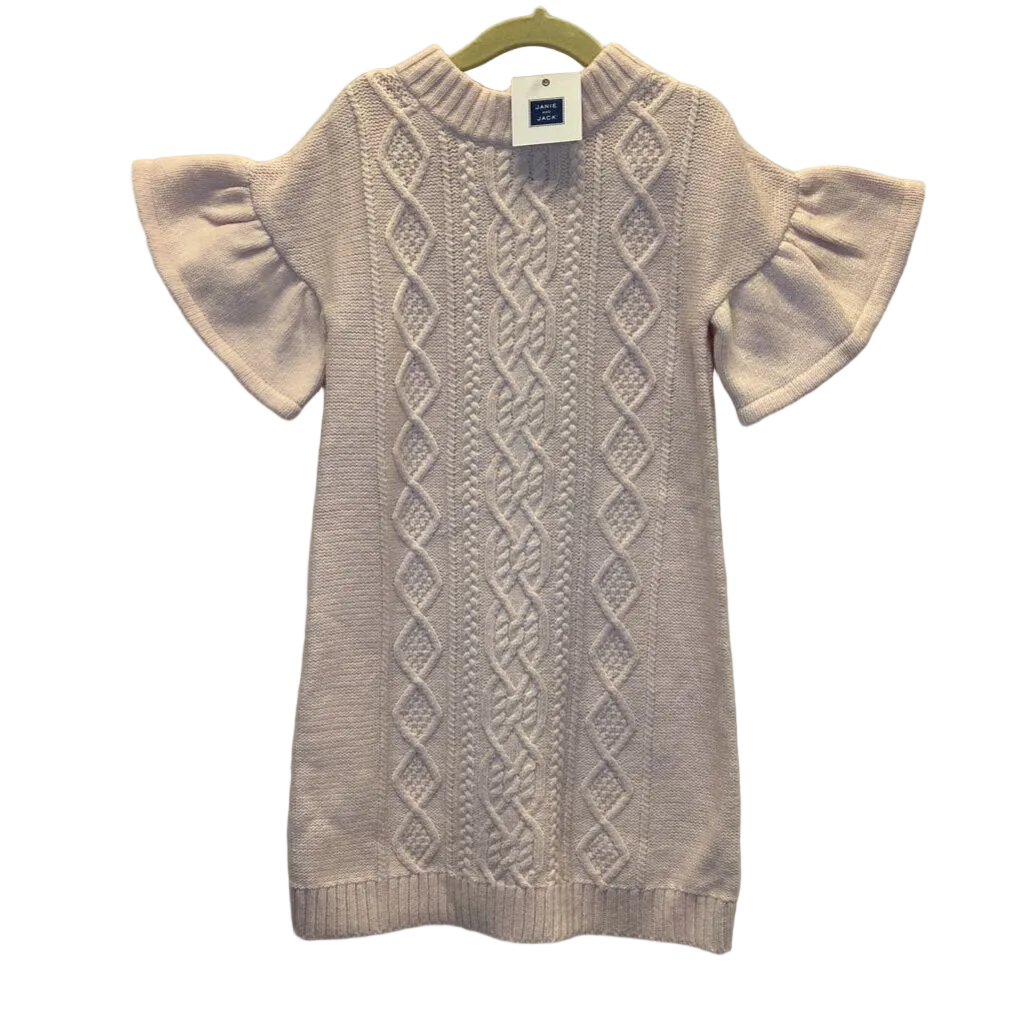 Ruffle Sleeve Cable Knit Sweater Dress